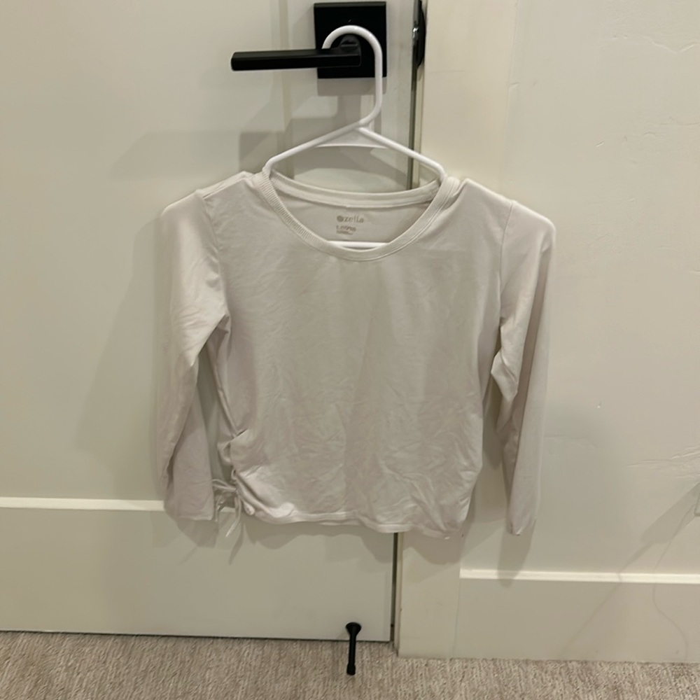 cute Zella, white long sleeve shirt